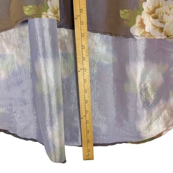 Stella Tweed Skirt Womens M Brown Floral Print Asymmetrical Pleated Eveningwear - Picture 8 of 12